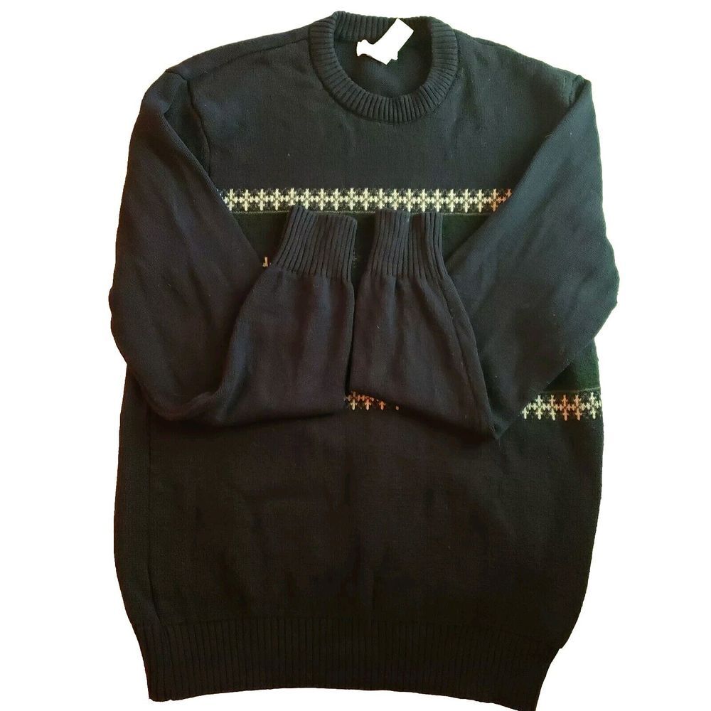Dockers Acrylic Sweater Blue Men's Size Medium Snowflake Pattern EUC‎